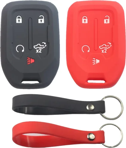 Vista 10 de 2 fundas para llavero de 5 botones compatibles con Chevy Silverado, Gris negro, Pequeño