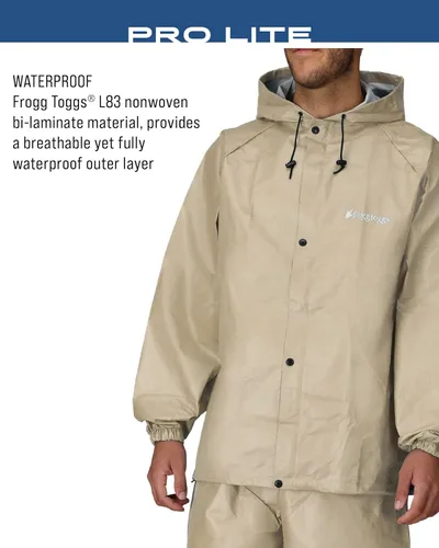 Vista 4 de FROGG TOGGS Traje de lluvia Pro Lite para hombre, impermeable, transpirable, protección confiable contra la intemperie húmeda