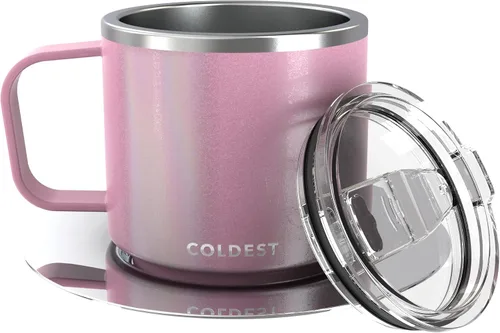 Vista 8 de Coldest Taza de café espresso apilable aislada con platillo – Taza de café espresso de viaje de triple pared aislada de acero inoxidable para viaje