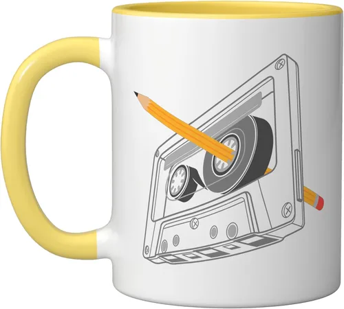 Vista 11 de Vintage Rewind Funny 80s 90s Cassette Pencil Gift Men Women Ceramic Mug, Black/White