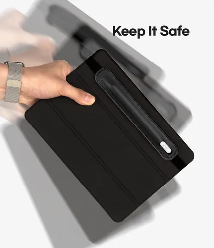 Vista 4 de Goospery Soporte para lápices compatible con Apple Pencil (1ª y 2ª generación) Funda de piel sintética, accesorios de bolsillo, banda elástica, Negro