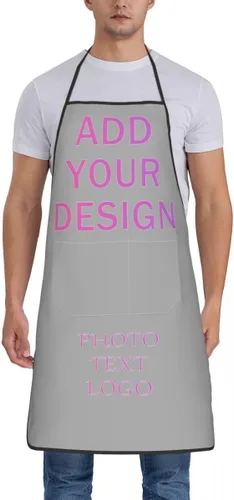 Vista 15 de Delantal personalizado con bolsillos para mujeres y hombres, diseño personalizado de tu imagen texto logotipo para cocina delantales de cocina