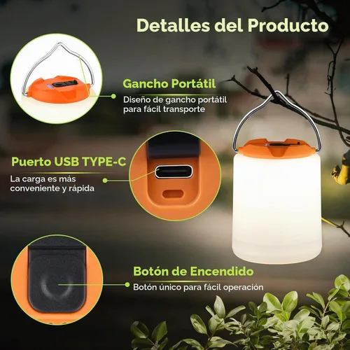 Vista 2 de BOBKID Linterna de camping LED, luz de camping recargable, linternas de 4 modos para exteriores con 1000LM, linterna de campamento portátil