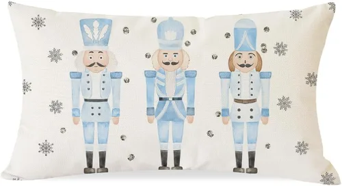 Vista 13 de PANDICORN - Funda de almohada decorativa de Cascanueces de Navidad 12x20 pulgadas, decoración de Navidad en negro con Cascanueces, cojín decorativo