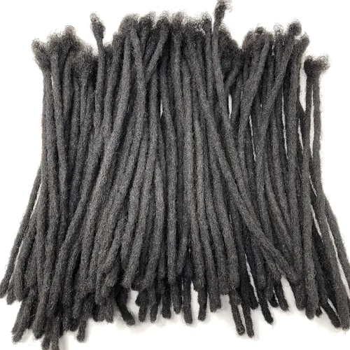 Vista 4 de Locsanity Extensiones de rastas de cabello 100% humano, hechas a mano, tamaño mediano, 1/4 de pulgada de ancho, tamaño lápiz, varias longitudes