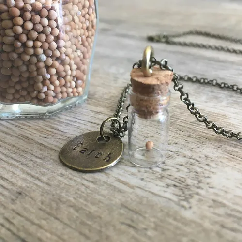 Vista 5 de Collar de botella de fe de semillas de mostaza, caja de regalo de joyería cristiana, versículo de la Biblia Mateo 1720