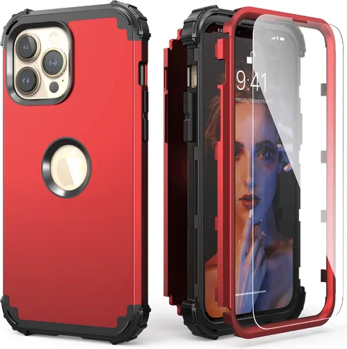 Vista 11 de IDweel Funda para iPhone 13 Pro Max con protector de pantalla (vidrio templado), funda para iPhone 13 Pro Max, protección resistente, híbrida 3