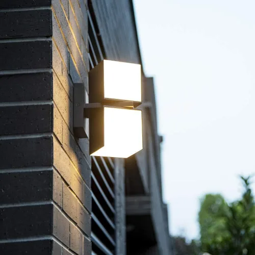 Vista 8 de LUTEC Cuba 3000K 1100LM LED Integrado Porche Pared Luz Exterior e Interior Dormitorio LED Pared Farol Sconce-Negro