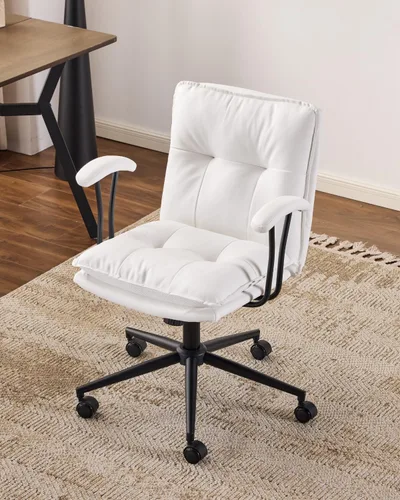 Vista 7 de Karl home Faux Leather Padded Office Desk Chair, Brown