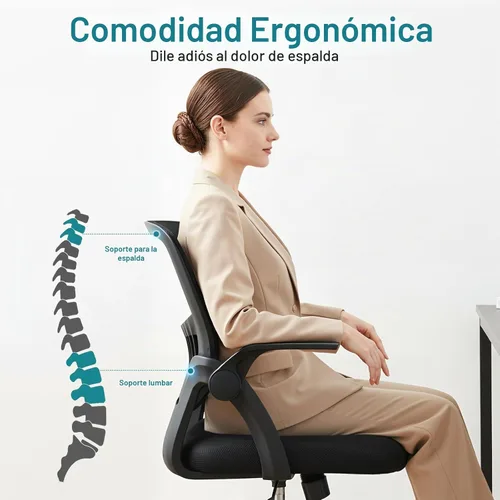 Vista 3 de OLIXIS Silla ergonómica de escritorio de oficina, silla ejecutiva de Negro