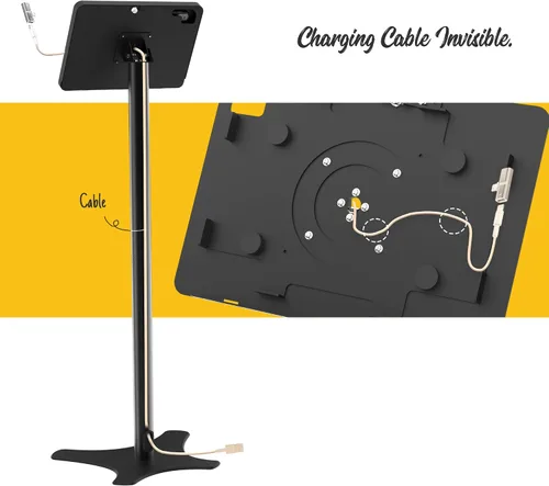 Vista 6 de Soporte de piso para tableta compatible con iPad 7 8 9 de 10.2 pulgadas, rotación de metal con cerradura para tableta+poste de aluminio+base