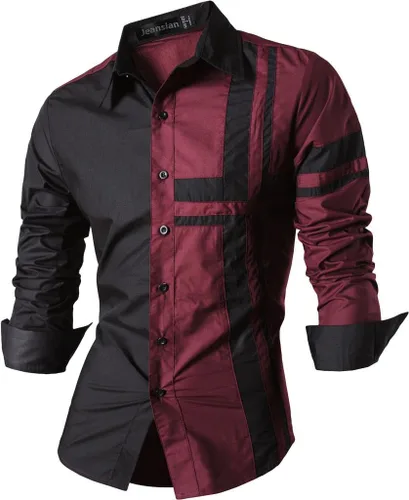 Vista 2 de jeansian - Camisas de manga larga de ajuste entallado para hombre (8397), con botones, informales y de vestir.