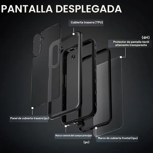 Vista 3 de Hllhunkhe Funda impermeable para Samsung Galaxy A16 5G, [IP68 impermeable a prueba de polvo] [protector de pantalla integrado] resistente de cuerpo