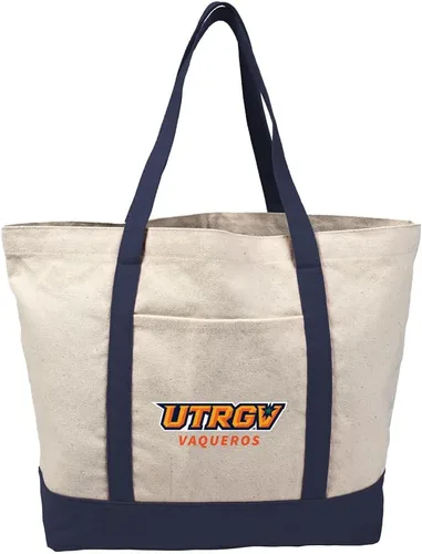 Vista 163 de Campus Lab Bolsa de lona con logotipo primario colegiado con bolsillo externo, bolsa de hombro reutilizable para ir de compras, playa Águilas A&m