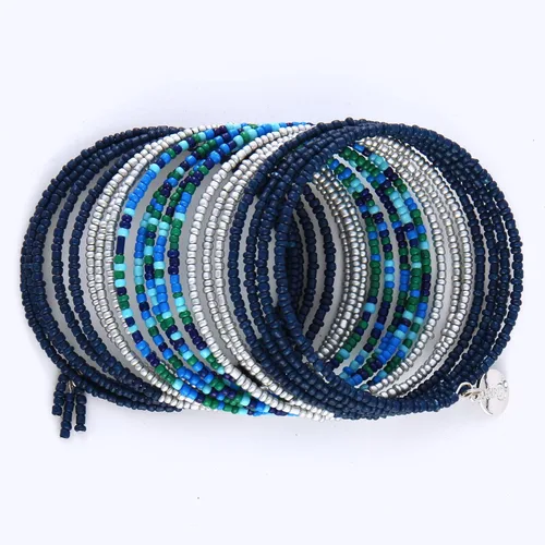 Vista 2 de COIRIS Pulseras elásticas de cuentas de semillas multicapa con cuentas pequeñas y apilables, para mujeres y niñas