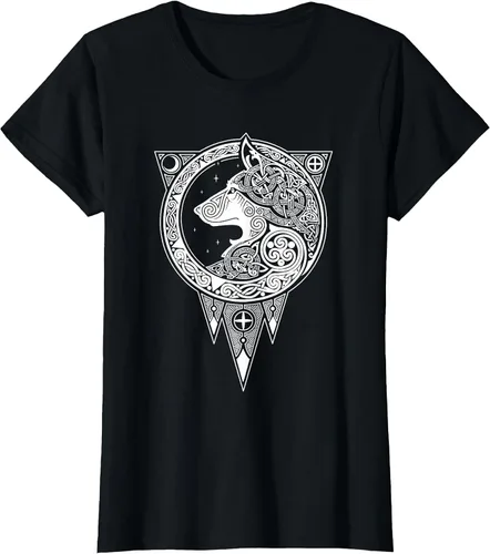 Vista 47 de Viking Fenris Wolf - Camiseta de mitología nórdica con símbolo de Fenrir Asphalt Grey