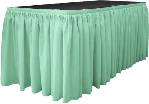 Vista 10 de LA Linen Falda de mesa de popelina de poliéster para mesas rectangulares, tela plisada para banquetes de boda, 14 pies por 29 pulgadas de largo