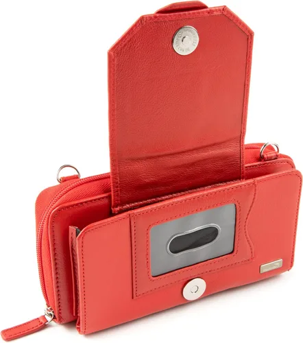 Vista 5 de Cartera cruzada para teléfono celular RFID para mujer, Rojo