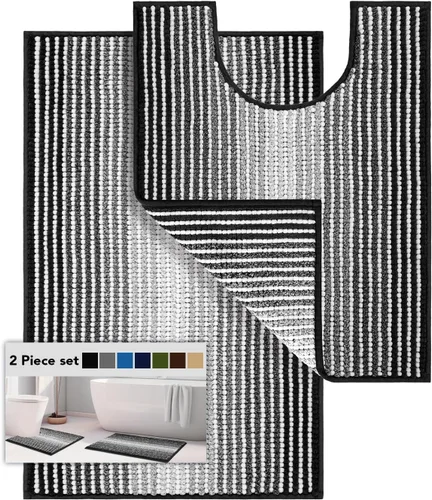 Vista 92 de BSICPRO Tapetes de baño de felpilla, 20 x 32 pulgadas, antideslizantes, absorbentes, suaves, peludos, para baño, lavables a máquina (salvia)