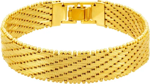 Vista 8 de LIFETIME JEWELRY Pulsera de tejido de cesta plana vintage chapada en oro real de 24 quilates para mujeres y hombres (0.276 in y 0.512 in)