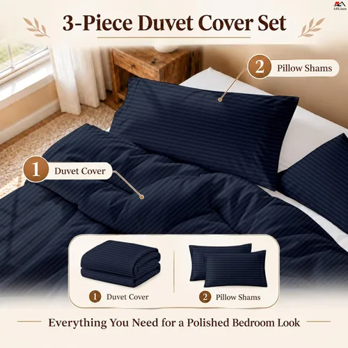 Vista 30 de ARlinen Juego de funda de edredón de tamaño individual, 100% algodón egipcio, juego de ropa de cama de 3 piezas con cierre de cremallera, incluye 1