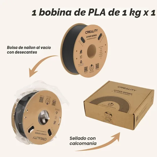 Vista 6 de Filamento PLA oficial de Creality Hyper de 1.75 mm, filamento PLA de alta velocidad de 30-600 mm/s para impresora 3D rápida, precisión dimensional