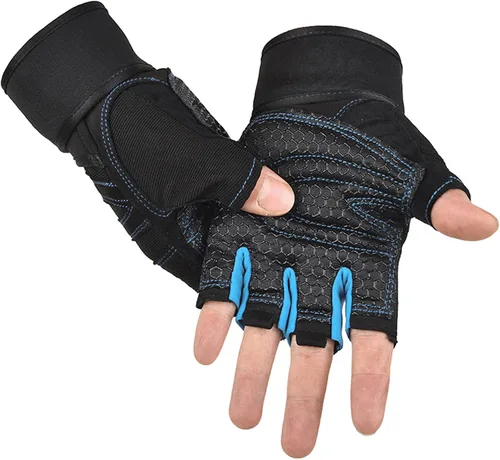 Vista 9 de SUJAYU Guantes de entrenamiento, guantes de gimnasio para hombres, muñequeras para levantamiento de muñecas, guantes para entrenamiento, guantes