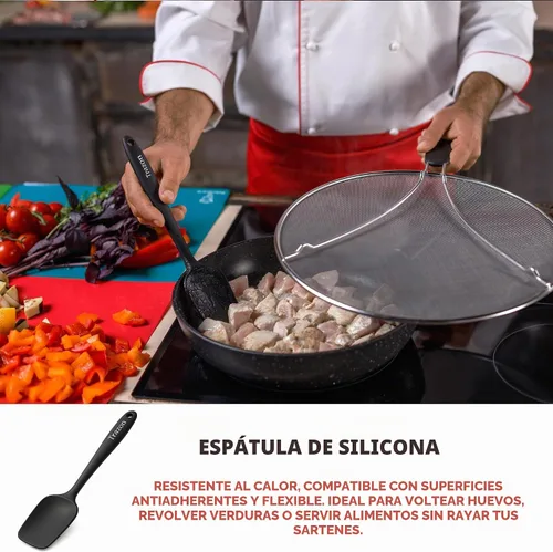 Vista 5 de Pantalla contra salpicaduras de grasa para sartén de 13 pulgadas – Detiene el 99% de las salpicaduras de aceite caliente – Protege la piel