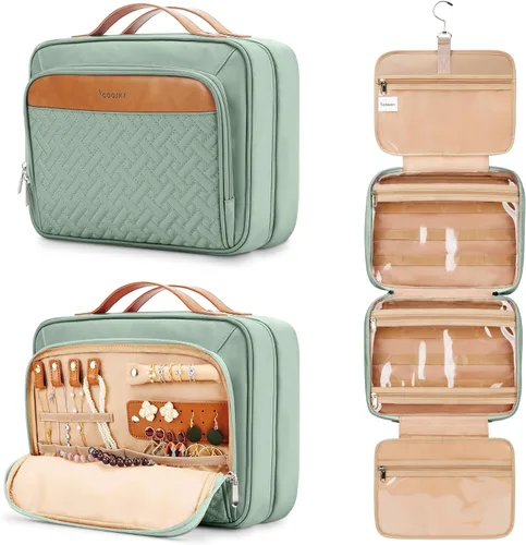 Vista 17 de Bolsa de aseo colgante de viaje para mujeres y hombres, con 6 cubiertas de botellas de silicona a prueba de fugas, accesorios impermeables