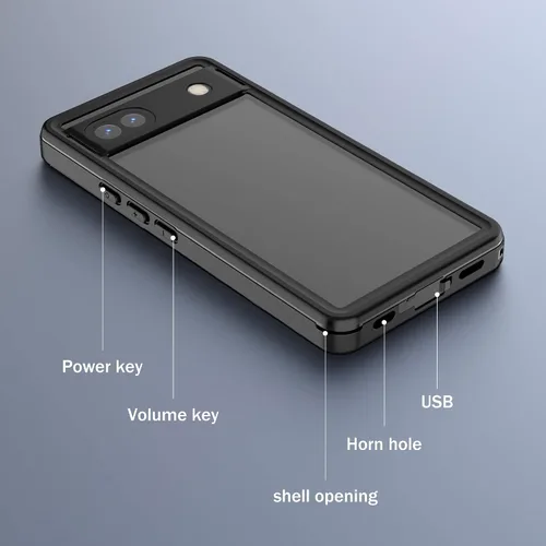 Vista 7 de Mangix Funda impermeable para Google Pixel 6A, IP68, a prueba de polvo, a prueba de golpes, con protector de pantalla integrado, cubierta protectora