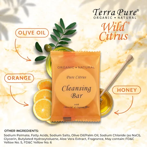 Vista 4 de Terra Pure Wild Citrus - Barra limpiadora, hotel tamaño viaje, 1 oz (caja de 300)
