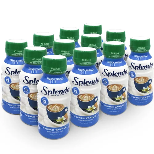 Vista 25 de SPLENDA Crema de café de vainilla francesa baja en calorías, sin azúcar, botella de 8 onzas líquidas
