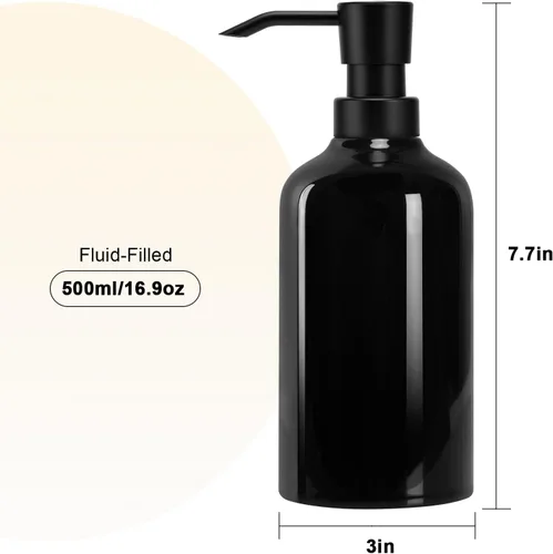 Vista 3 de Baño negro de cerámica del dispensador del jabón, dispensador del jabón de la mano 16.9oz para la cocina, hotel