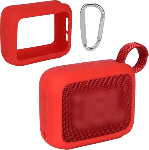 Vista 23 de Funda de silicona Lebakort compatible con altavoz portátil JBL GO 4 (Funda negra)