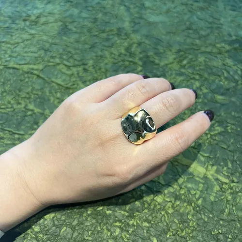 Vista 7 de Anillos de oro para mujer, chapados en oro de 18 quilates, anillos gruesos para regalo