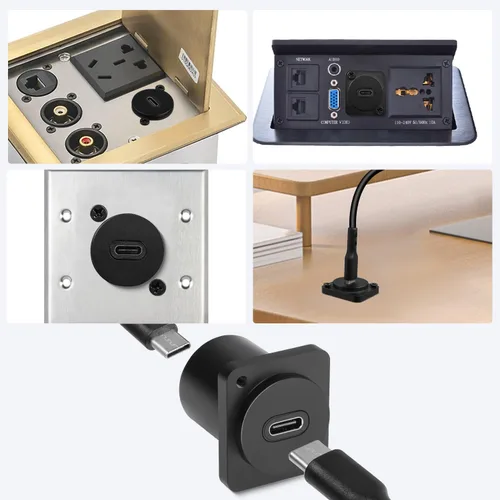 Vista 7 de QIANRENON Adaptador de montaje en panel USB-C a USB-C de 10 Gbps, conector recto tipo C 3.1 hembra a hembra, carga de 100 W, carcasa de aleación