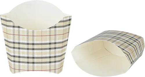 Vista 30 de Restaurantware Bio Tek - Taza de papas fritas desechables de 4.7 x 3.5 x 5.1 pulgadas, 100 vasos desechables para refrigerios, papel azul y blanco