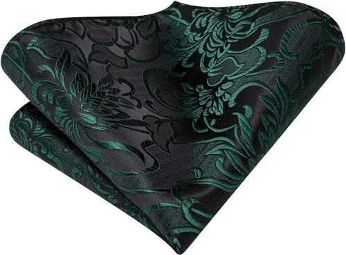 Vista 305 de Hi-Tie Corbatas de seda para hombre, diseño de cachemira a rayas, con bolsillo, gemelos cuadrados, conjunto formal de negocios