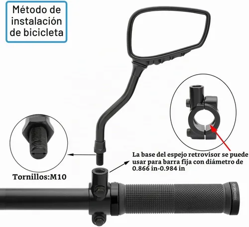 Vista 3 de TOPCABIN 1 Par de Espejo de Bicicleta, Espejo Retrovisor de Bicicleta de Gran Vista Blindsight Multiángulo Ajustable, Espejo de Bicicleta Billet