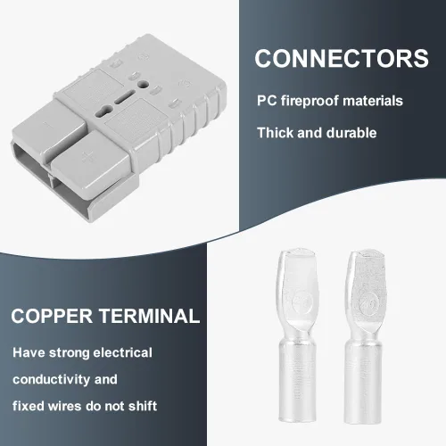 Vista 3 de Conector de desconexión rápida de batería de 175 amperios, conector de cable de puente de 1/0 AWG, gris, 600 V para camión de remolque, cabrestante
