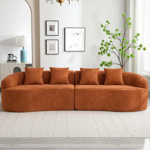 Vista 11 de Sofá modular de 4 plazas sin hueso de 110 pulgadas, sofá de nube curvado de chenilla de gran tamaño, sofás modernos de 4 plazas para sala de estar