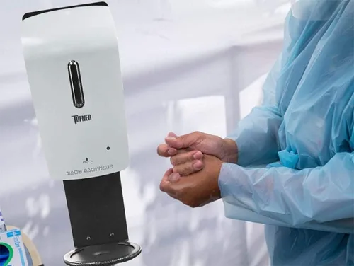 Vista 5 de Optima Scale Soporte de suelo universal para manos libres, dispensador de desinfectante de manos libres, fabricado en Estados Unidos