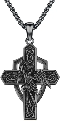 Vista 37 de 925 Sterling Silver Patron Saint Amulet Necklace for Men Women plateado