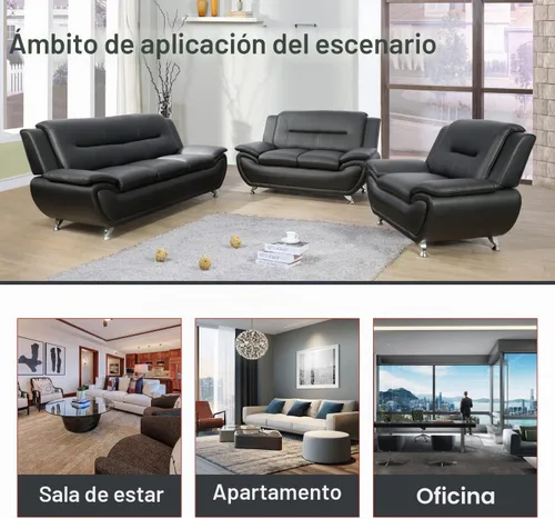 Vista 8 de Moderno juego de muebles de sala de estar, juego de sofá de cuero para sala de estar, sofá de cuero para la oficina