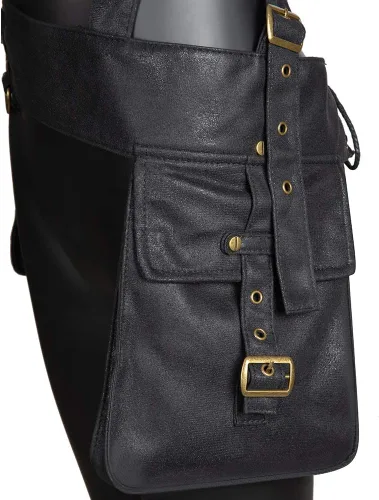 Vista 4 de Riñonera cruzada para motocicleta senderismo teléfono cartera de cuero vintage casual moda día gótico festival disfraz de cadera para mujeres