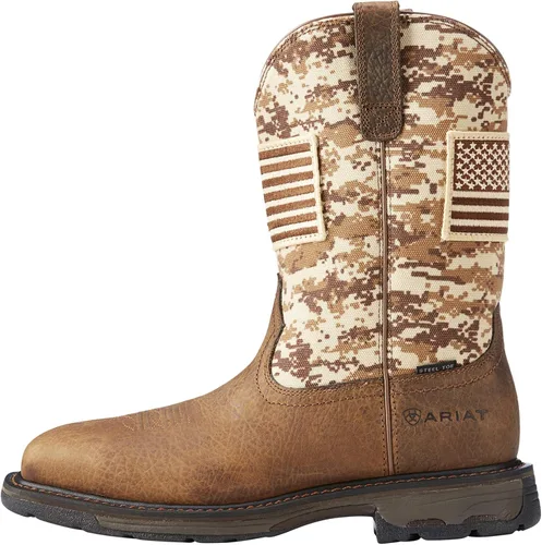 Vista 2 de Ariat Botas de trabajo Workhog Patriot con punta de acero para hombre, Marrón