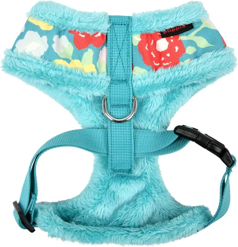Vista 2 de Puppia Alyssa - Arnés para perro sobre la cabeza, cálido para invierno, con patrón de flores, ajustable en el pecho, para perros pequeños