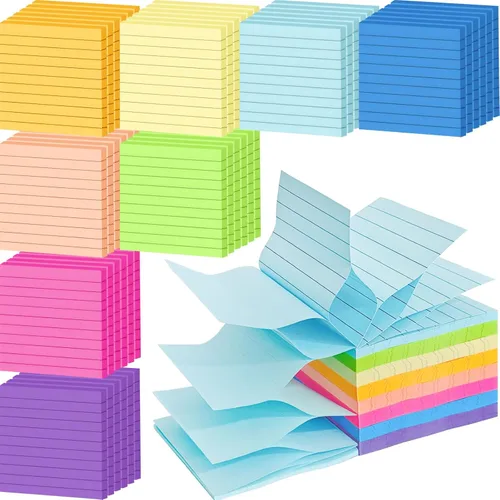 Vista 8 de 24 paquetes de 1920 hojas de notas adhesivas emergentes rayadas de 3x3 pulgadas, blocs de notas autoadhesivas, notas adhesivas rayadas, notas