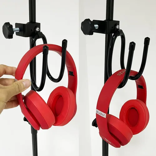 Vista 7 de Pmsanzay Soporte de micrófono para pandereta, soporte de clip para auriculares, fácil de colocar en música o soporte de micrófono para pandereta