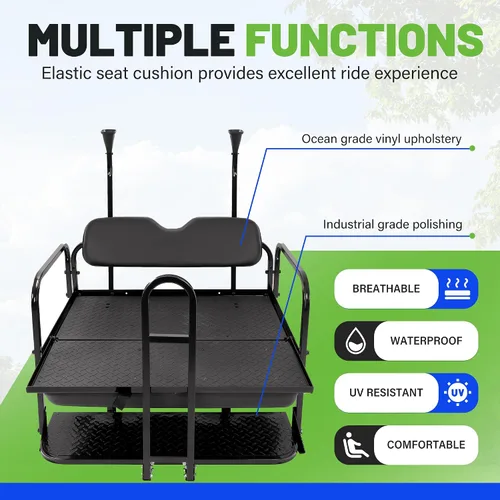 Vista 5 de Asiento trasero abatible, compatible con modelos de gas o eléctricos 2004 en adelante, Club Car Precedent/Tempo/Adelante, asiento trasero plegable